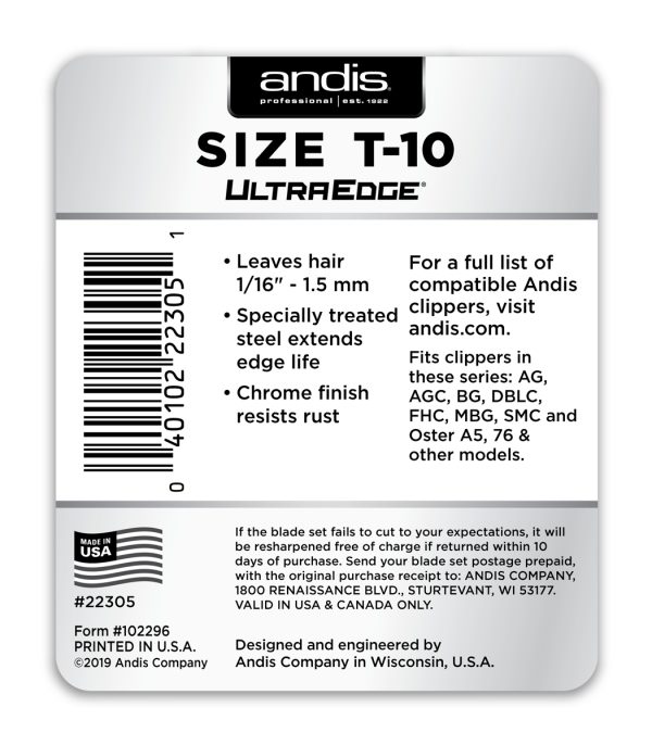 ANDIS ULTRA EDGE CLIPPER BLADE SIZE T-10 WIDE - Image 3