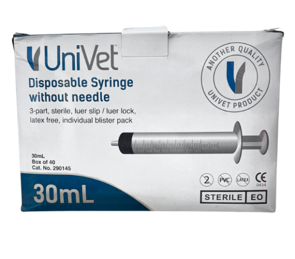 UNIVET DISPOSABLE SYRINGE - 30ml