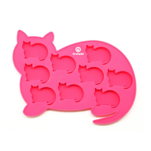 ORALADE SILICONE ICE CUBE TRAY CAT PINK