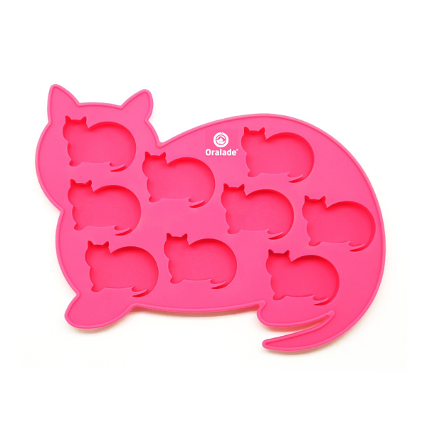 ORALADE SILICONE ICE CUBE TRAY CAT PINK