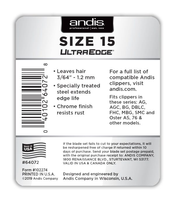 ANDIS ULTRA EDGE CLIPPER BLADE SIZE 15 - Image 3