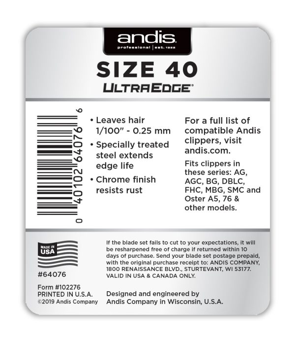 ANDIS ULTRA EDGE CLIPPER BLADE SIZE 40 - Image 3