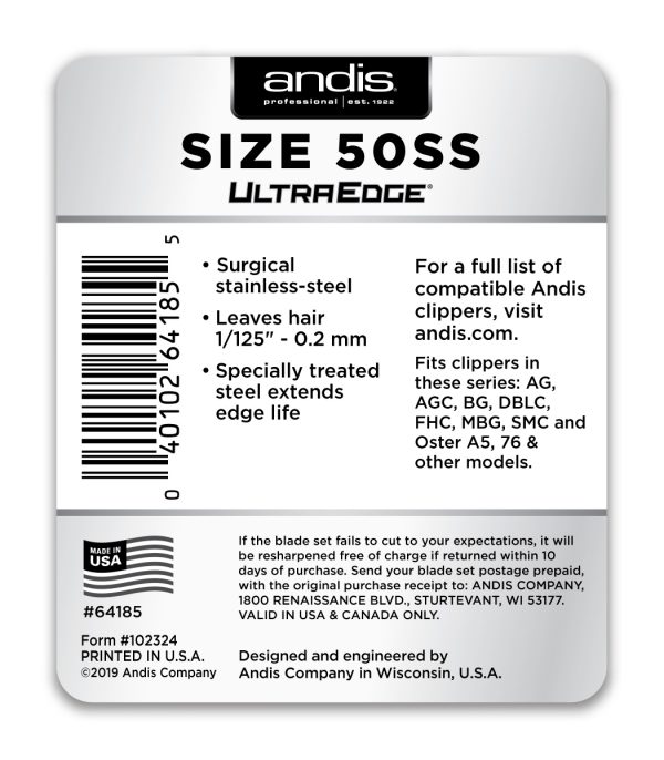 ANDIS ULTRA EDGE CLIPPER BLADE SIZE 50SS - Image 3