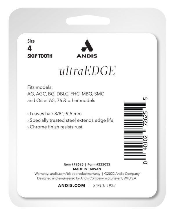 ANDIS ULTRA EDGE SKIP TOOTH CLIPPER BLADE SIZE 4 - Image 3
