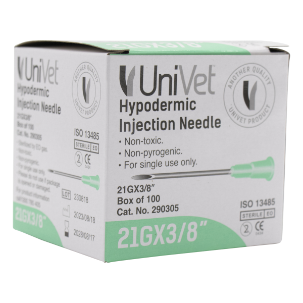 UNIVET DISPOSABLE HYPODERMIC NEEDLES - 21G x 3/8" - Image 2