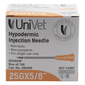 UNIVET DISPOSABLE HYPODERMIC NEEDLES - 25G x 5/8"