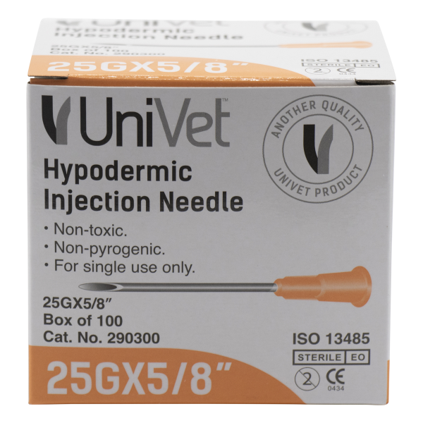 UNIVET DISPOSABLE HYPODERMIC NEEDLES - 25G x 5/8"