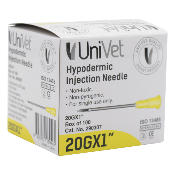 UNIVET DISPOSABLE HYPODERMIC NEEDLES - 20G x 1" - Image 2